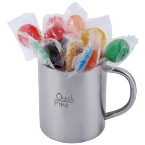Assorted Colour Lollipops in Mug Assorted Colour Lollipops in Mug
