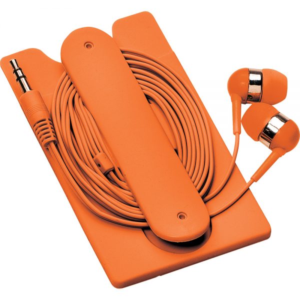Silicone Card Wallet and Wired Earbuds Silicone Card Wallet and Wired Earbuds