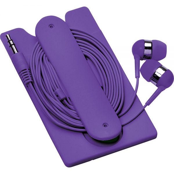 Silicone Card Wallet and Wired Earbuds Silicone Card Wallet and Wired Earbuds